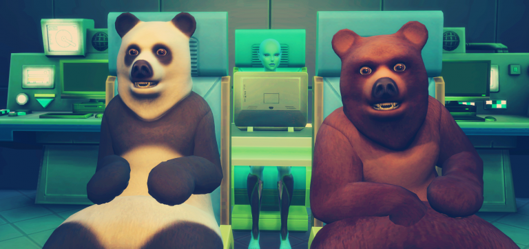 Grandiosos momentos de la comunidad con Sims disfrazados de osos