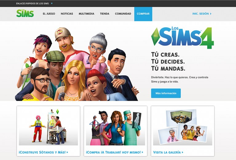 Nuevo diseño de la página oficial de Los Sims