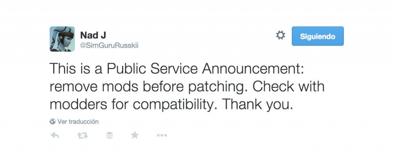Advertencia: Retira tu carpeta de mods antes de actualizar