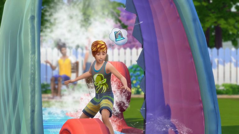 ¡Yupi! Mira la pista de agua deslizante de Los Sims 4 Diversión en el Patio Pack de Accesorios