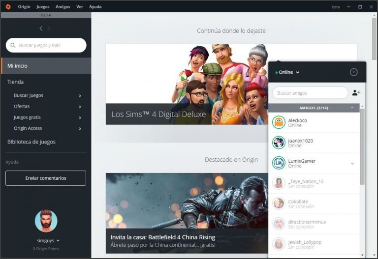 Nueva versión Beta del cliente Origin