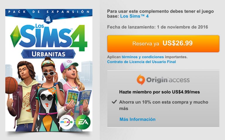 Reserva ya Los Sims 4 Vida en la Ciudad