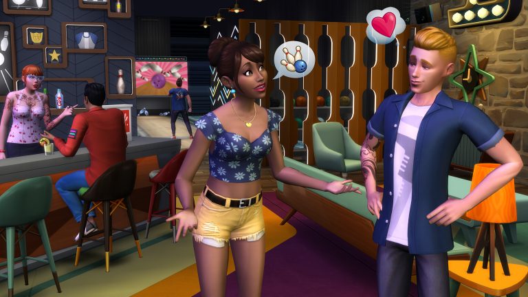 ¡Ve a las pistas con Los Sims 4 Noche de Bolos Pack de Accesorios!