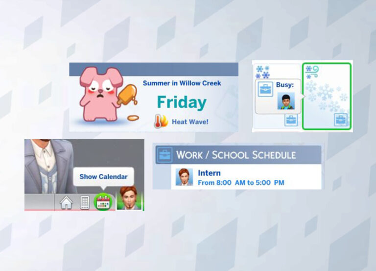 Un vistazo a la interface del Calendario en Los Sims 4 y Las Cuatro Estaciones