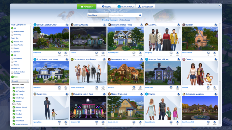 Blog Oficial: Rediseñando la galería de Los Sims 4 para simplificar las búsquedas