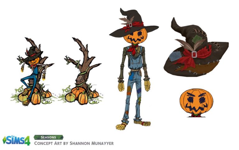 Arte conceptual del espantapájaros de Los Sims 4 Y Las Cuatro Estaciones