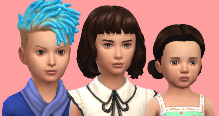 Nuevos cabellos para niños e infantes en Los Sims 4 juego base – ¡Gratis!