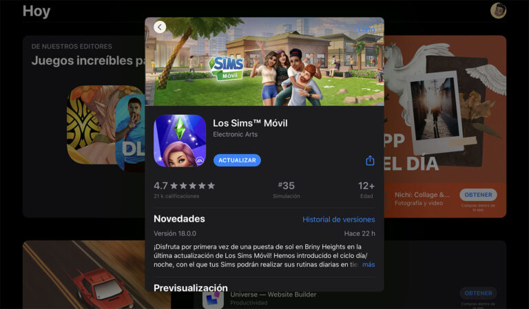 Actualización disponible para Los Sims Móvil