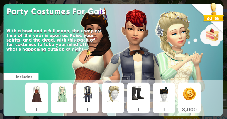 Pack de contenido de Los Sims Móvil en el mes de noviembre.