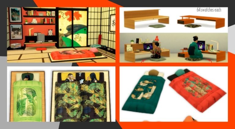 CC: Futones japoneses (布団) para Los Sims 4