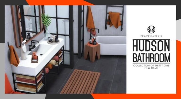 CC: Colección Hudson Bathroom por Peacemaker en Los Sims 4