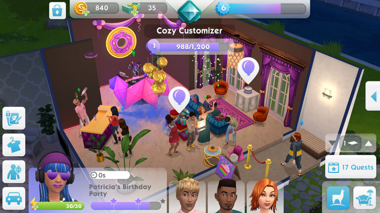 Organiza una fiesta en CUALQUIER casa en Los Sims Móvil