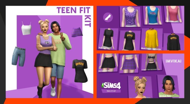 CC: Teen Fit Kit por Imvikai en Los Sims 4
