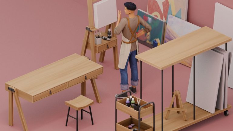 CC: The Art Room por Myshunosun en Los Sims 4
