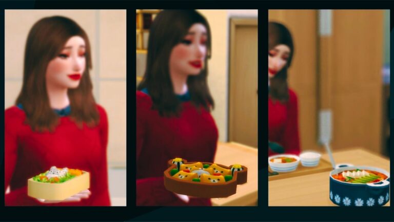 Mods: Los Sims cocinan bento de Totoro, bento de Rilakkuma y Doenjangjjigae