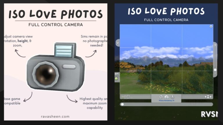 Mod: ISO Love Photos-Full Control Camera en Los Sims 4 (por RAVASHEEN)