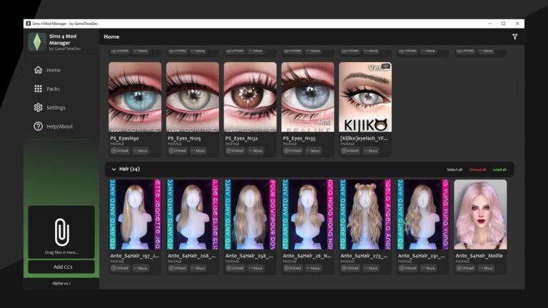 Administrador de Mod/CC para Los Sims 4 (por GameTimeDev)
