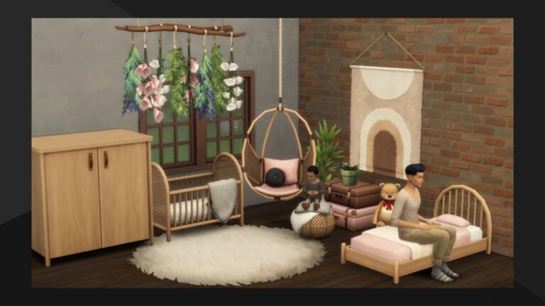 CC: Set de muebles para infantes «Freja Nursery» creado por Myshunosun para los Sims 4