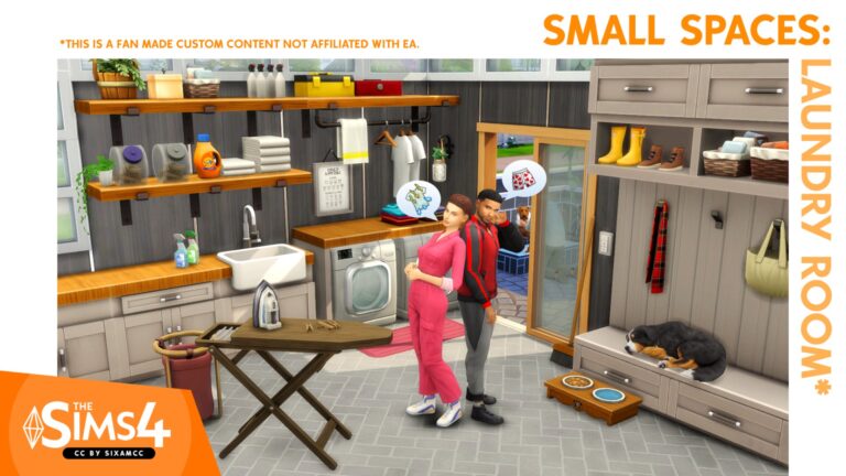 CC: Espacios pequeños: Lavandería por Sixam para Los Sims 4