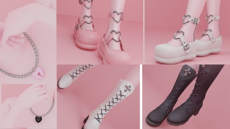 CC: collar de corazón, zapatos estilo lolita y botas góticas para Los Sims 4