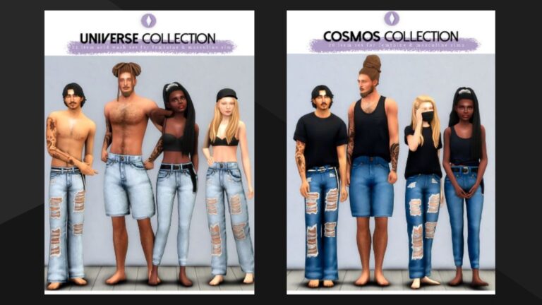 CC: Colección de vaqueros para mujer y hombre creado por Nucrests para los Sims 4