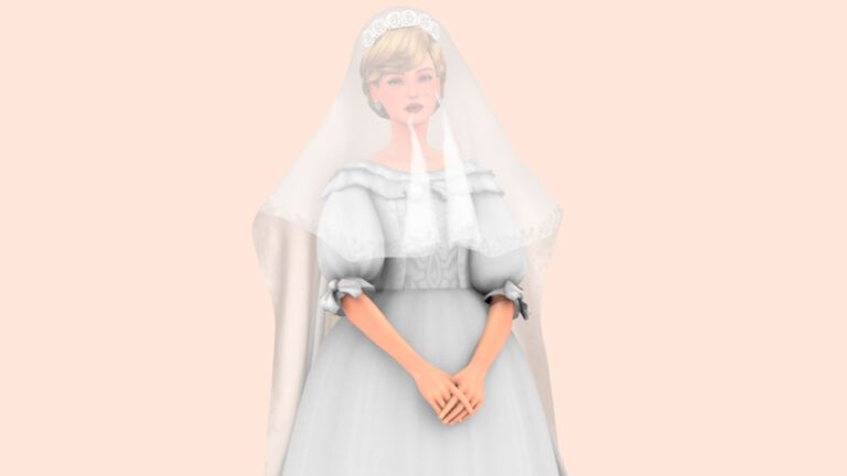 CC: Vestido de bodas de la princesa Diana para Los Sims 4