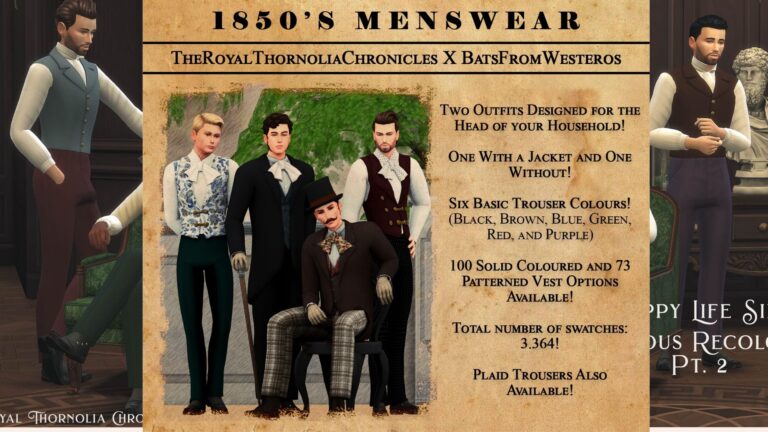 CC: Ropa de época para hombres en los Sims 4