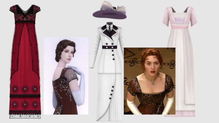 CC: Vestidos icónicos de Rose en Titanic para Los Sims 4