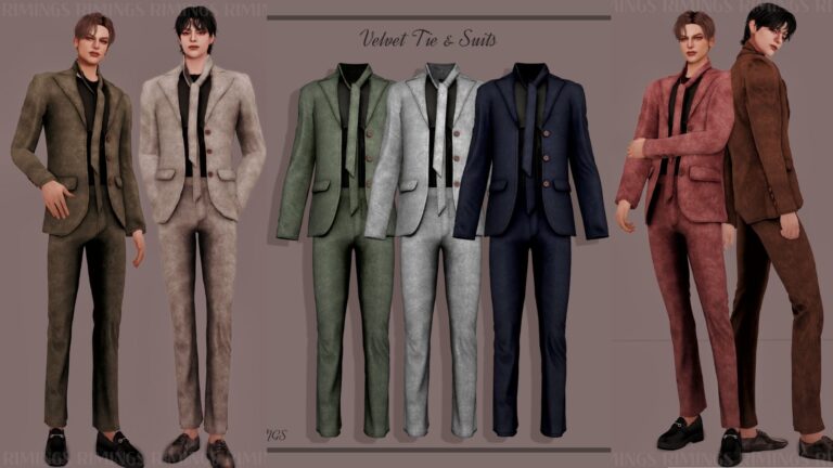 CC: Traje de terciopelo y corbata para hombres en Los Sims 4