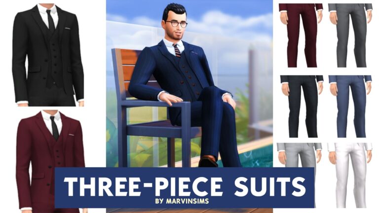 CC: traje de tres piezas para hombres en Los Sims 4
