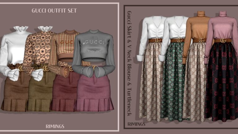 CC: Colección de vestidos Gucci por Rimings para Los Sims 4