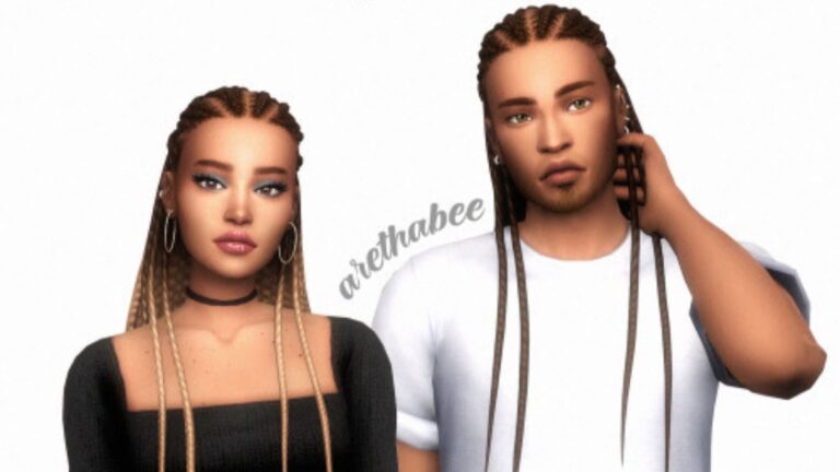 CC: “Kelani Braids Set” para Los Sims 4 por Arethabee