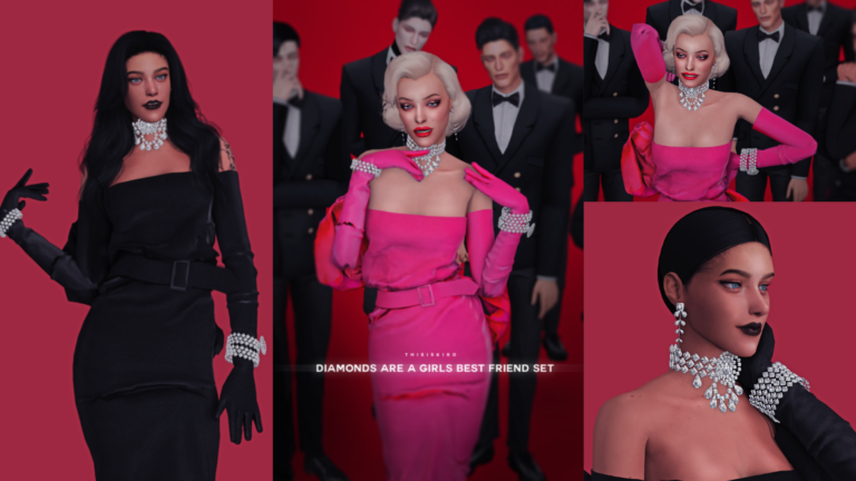 CC: Set de Diamantes y vestido inspirado en Marilyn Monroe para Los Sims 4