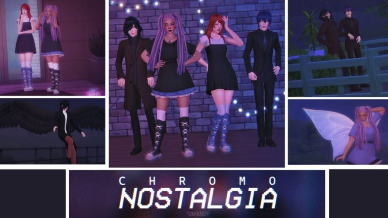 CC: Chromo Nostalgia zapatillas largas y alas para Los Sims 4