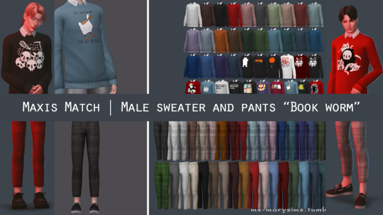 CC: Suéter y pantalones de hombres Maxis Match para Los Sims 4