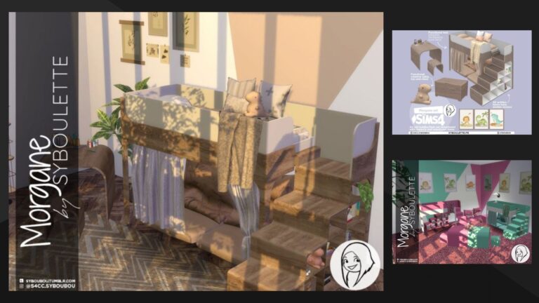 CC: Colección de muebles funcionales “Morgane” para niños e infantes creado por Syboulette para Los Sims 4