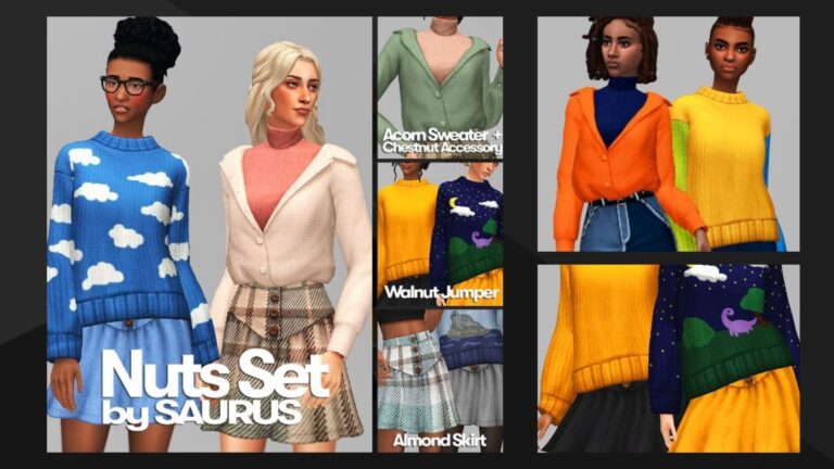 CC: Set “Nuts” de ropa maxis match para mujer creado por Saurus para los Sims 4