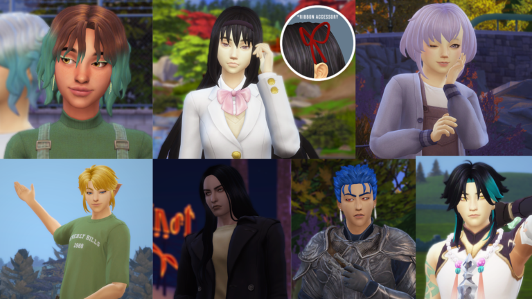 CC: Especial peinados inspirados en anime y video juegos para Los Sims 4