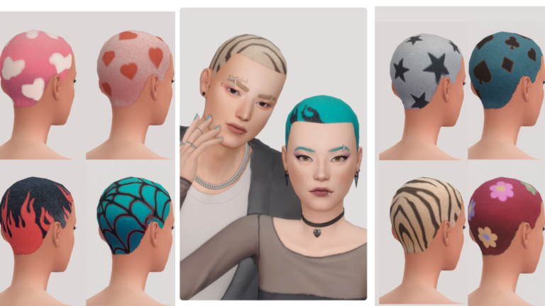 CC: Buzz cut rapados coloridos para Los Sims 4