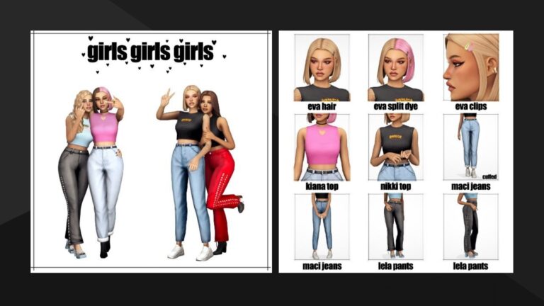 CC: Colección de ropa moderna para mujeres creada por Aretha para los Sims 4