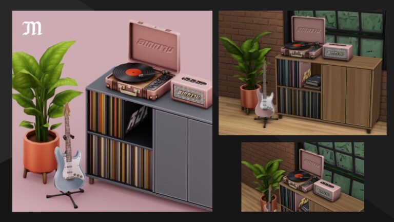 CC: Set de muebles de música «Simmify music nook» creado por Myshunosun para los Sims 4