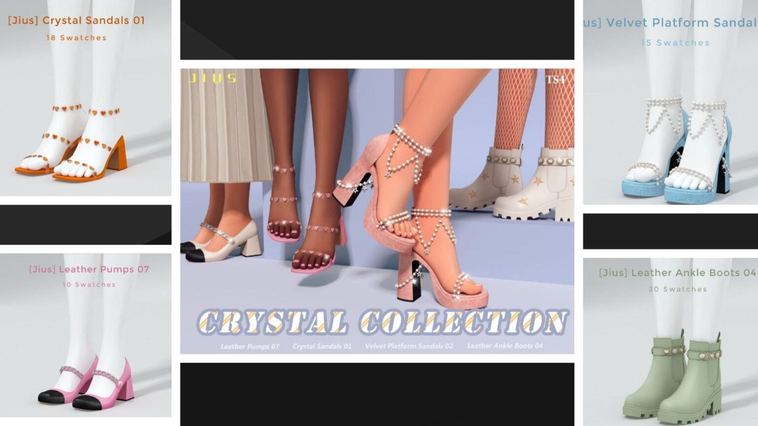 CC: Colección de zapatos de fiesta para mujeres creada por Jius-sims