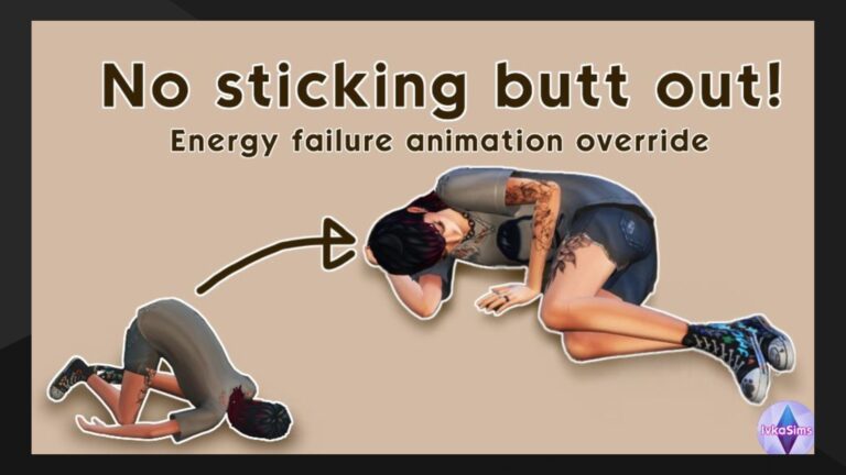 Mod: Reemplazo de animación para cuando los sims tienen falta de sueño creado por Ivkasims para los Sims 4