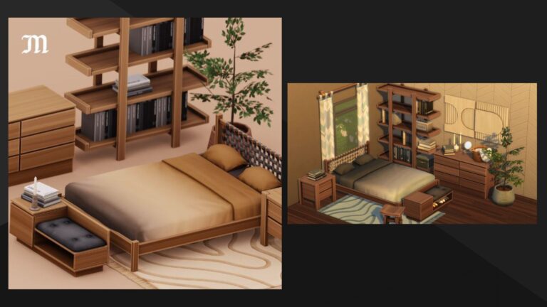 CC: Colección de muebles para una habitación «Daria Bedroom» creado por Myshunosun para los Sims 4