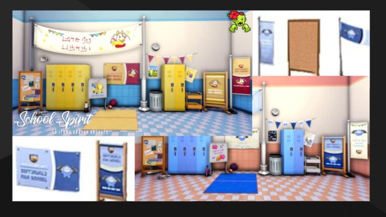 CC: Maravillosa colección de muebles para instituto «School Spirit» creado por Hula Zombie para los Sims 4