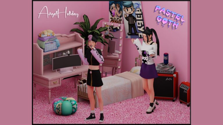 CC: Pastel Goth ropa juvenil para Los Sims 4