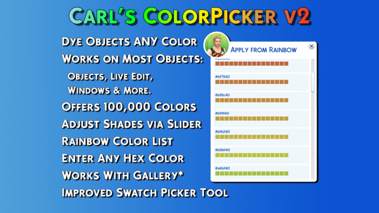 Mod: Herramienta de Colores para Los Sims 4 (creado por Carl)