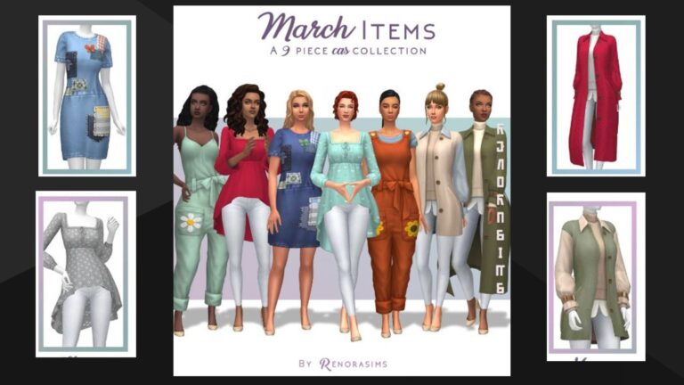 CC: Colección de ropa informal para mujeres creada por Renorasims para los Sims 4
