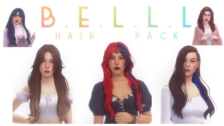 CC: BELLL set de cabello por Simandy para Los Sims 4