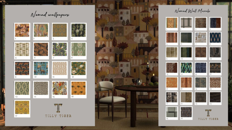 CC: Papeles tapiz que te transportarán, por Tilly Tiger para Los Sims 4